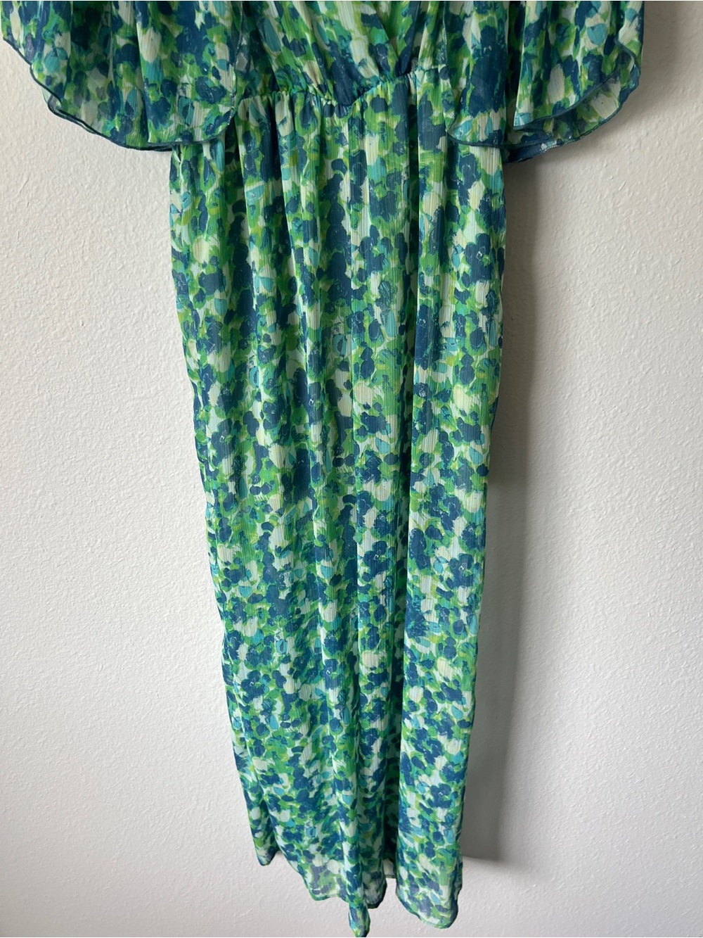 Zara Floral Jumpsuit Green Blue Size xsmall NWT - Picture 6 of 7
